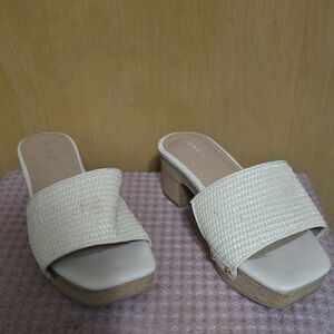 Torrid Cream Woven Block Heel Mules